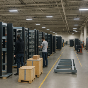 Two men building switchgear at Kratos Industries in Arvada Colorado